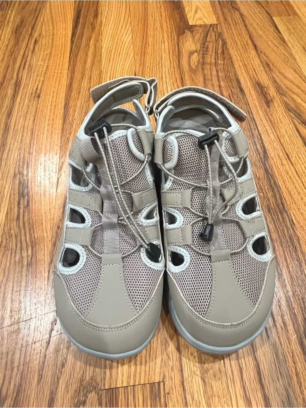 FitVille Women's FlexiWalk Sandal Grey Taupe Orthopedic Closed Toe Size 10EW